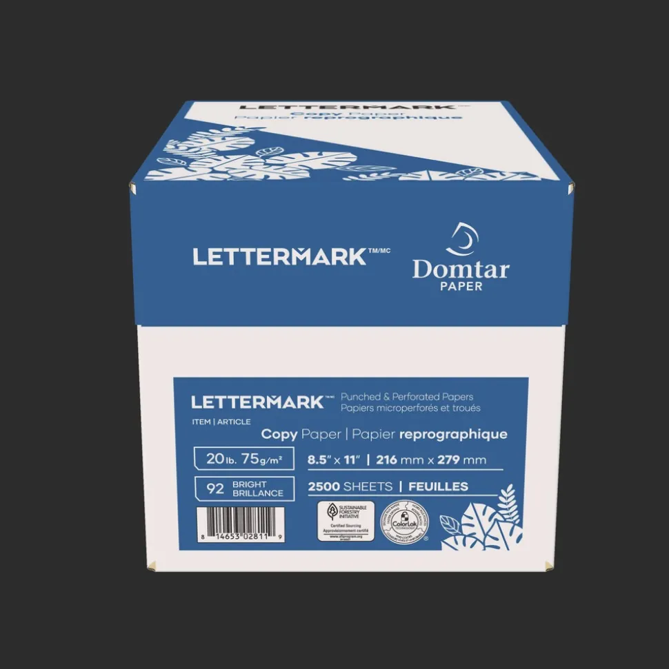 Lettermark 8.5 in. x 11 in. 20 lb Bond Weight Custom Cut-Sheet Copy Paper - White (5/Carton)