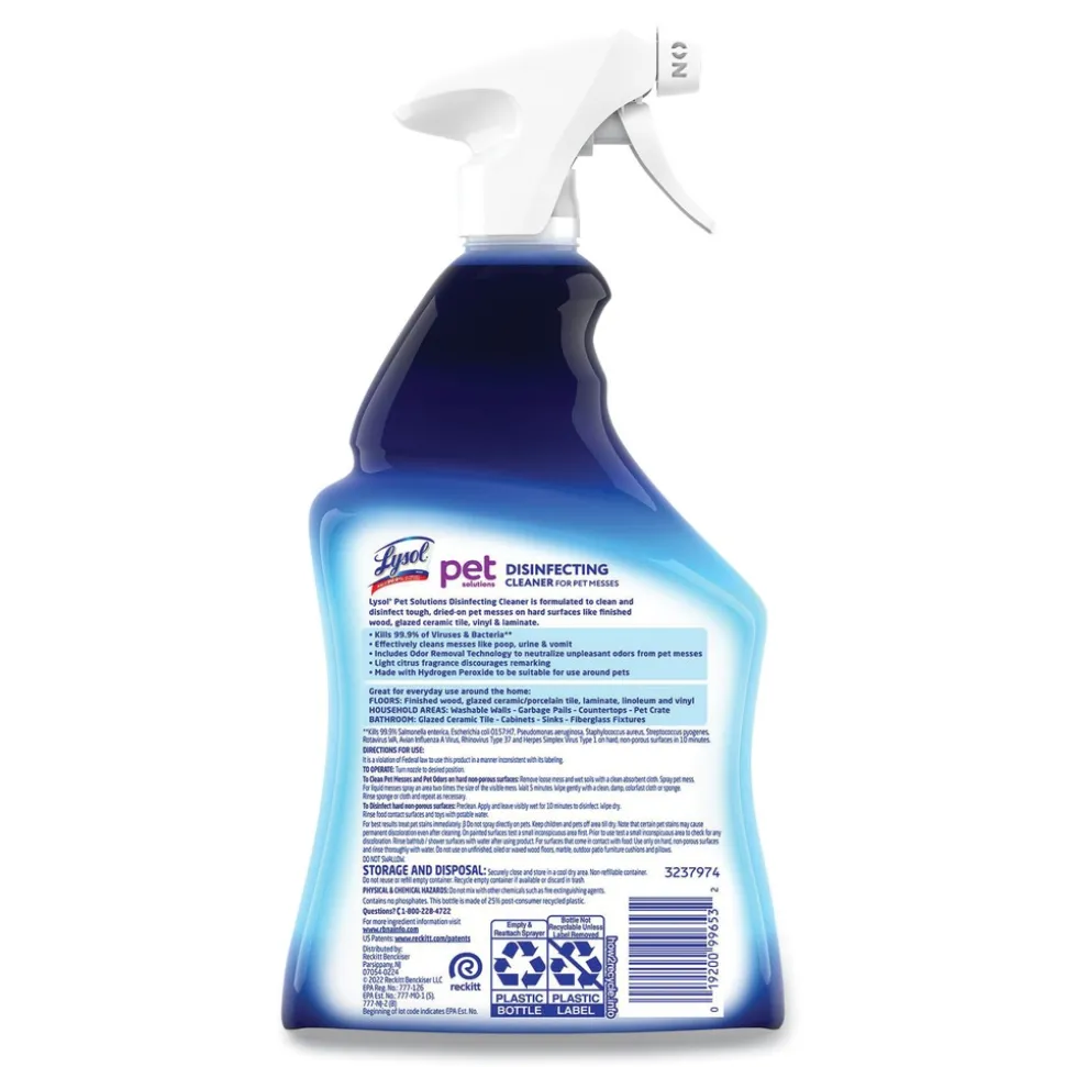 LYSOL Brand 32 oz. Trigger Bottle Pet Solutions Disinfecting Cleaner - Citrus Blossom (9/Carton)