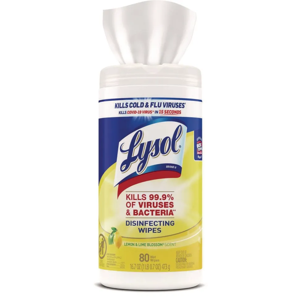 LYSOL Brand 1 Ply 7 in. x 7.25 in. Lemon and Lime Blossom Disinfecting Wipes - White (6/Carton)