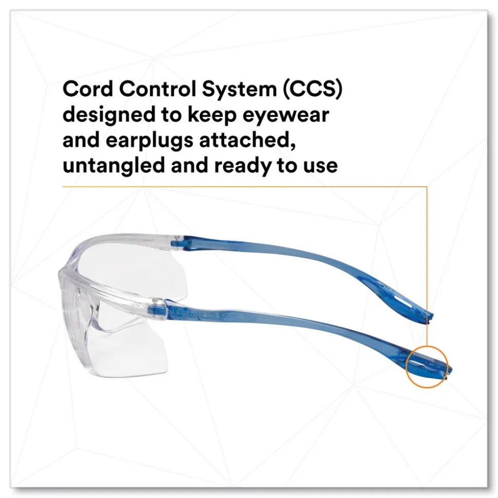 3M Virtua Plastic Frame Polycarbonate Lens Sport CCS Protective Eyewear - Blue Frame/Clear Lens