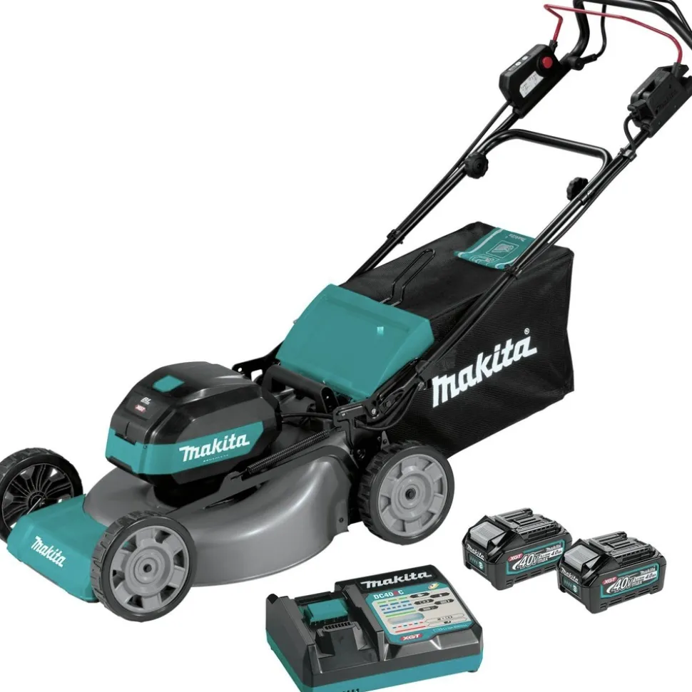 Makita 40V MAX XGT Brushless Lithium-Ion 21 in. Cordless Self-Propelled Commercial Lawn Mower Kit with 2 Batteries (4 Ah)