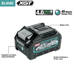 Makita 40V max XGT Brushless Lithium-Ion 2.1 Gallon Cordless Wet/Dry Dust Extractor Vacuum Kit with 2 Batteries (4 Ah)