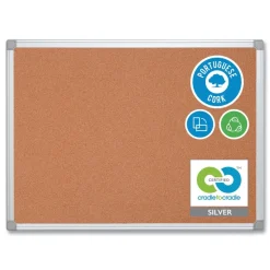 MasterVision Earth 36 in. x 24 in. Cork Board - Tan Surface/Satin Aluminum Frame
