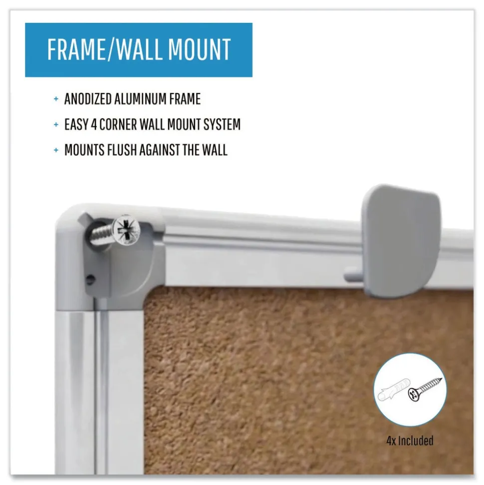 MasterVision Earth 36 in. x 24 in. Cork Board - Tan Surface/Satin Aluminum Frame
