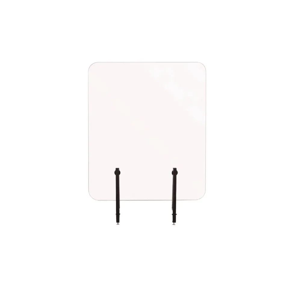 MasterVision GL2001393 Protector Series 35.4 in. x 0.16 in. x 35.4 in. Frameless Glass Desktop Divider - Clear/Aluminum (1/Carton)