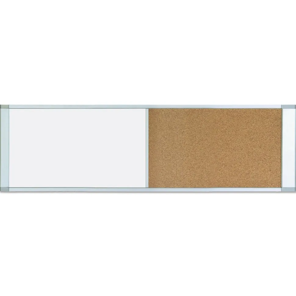 MasterVision 48 in. x 18 in. Combo Cubicle Workstation Dry Erase/Cork Board - Tan/White Surface, Aluminum Frame