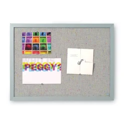MasterVision 24 in. x 18 in. Designer Fabric Bulletin Board - Gray Fabric/Gray Frame