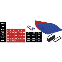 MasterVision 1 in. x 2 in. Grid 36 in. x 24 in. Aluminum Lacquered Steel Magnetic Dry Erase Planning Board with Accessories - White/Silver