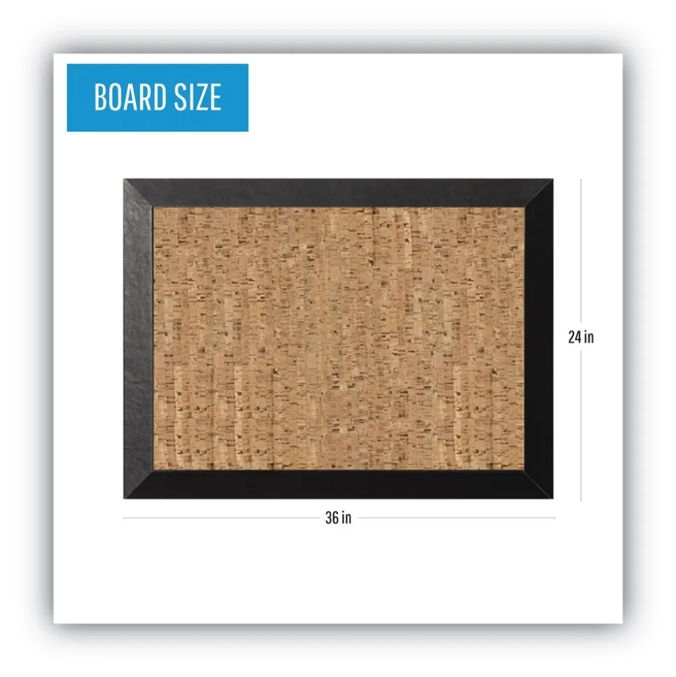 MasterVision 36 in. x 24 in. Natural Cork Bulletin Board - Tan Surface/Black Wood Frame