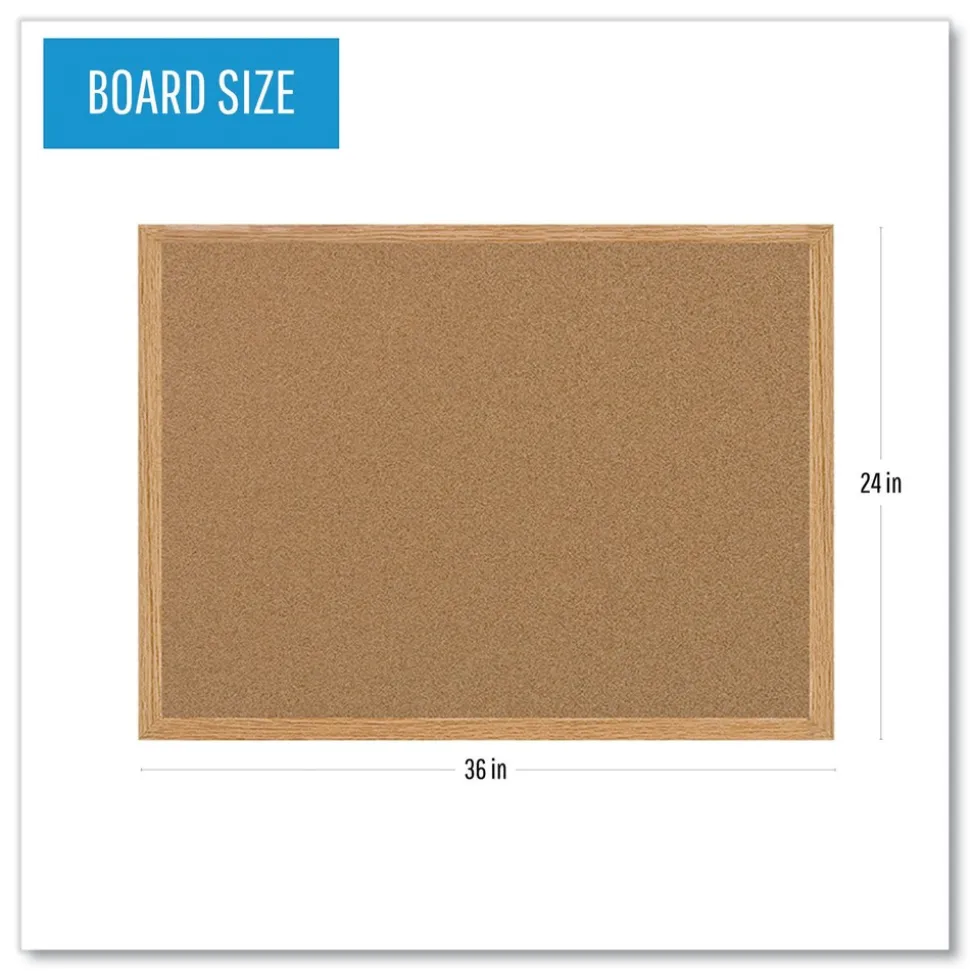 MasterVision 36 in. x 24 in. Wood Frame Earth Cork Board - Tan/Oak