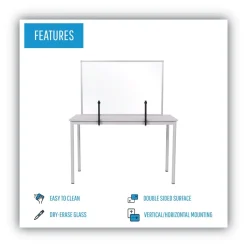 MasterVision Protector Series 35.4 in. x 0.16 in. x 23.6 in. Glass Aluminum Desktop Divider - Clear (1/Carton)