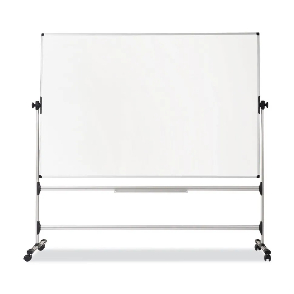 MasterVision Silver Easy Clean 36 in. x 48 in. Steel Frame Mobile Revolver Earth Dry Erase Board - White/Silver