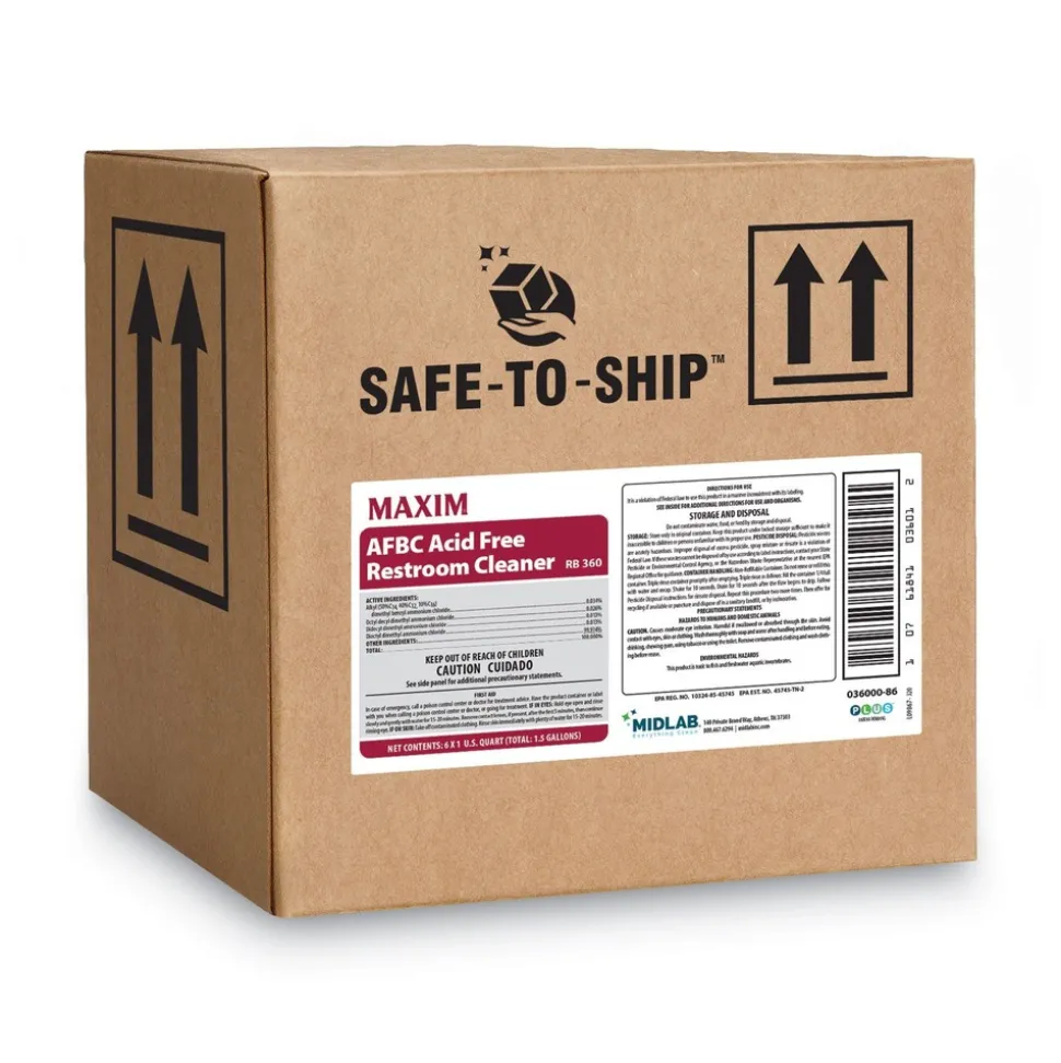 Maxim 32 oz. Bottle Safe-to-Ship AFBC Acid-Free Restroom Cleaner - Fresh Scent (6/Carton)
