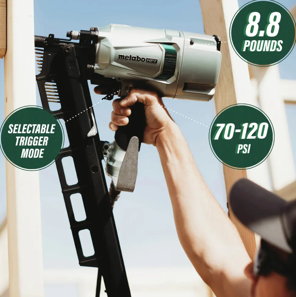 Metabo HPT NR83A5M 21-Degree 3-1/4 in. Plastic Collated Round Head Framing Nailer