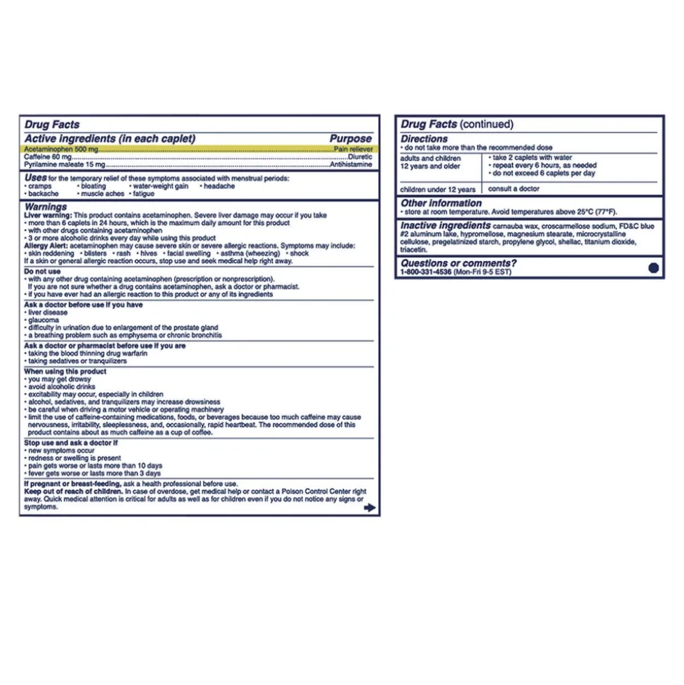 Midol Complete Menstrual Caplets 2/Pack 30 Packs/Box