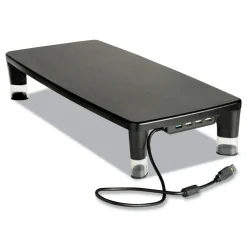 3M 21.6 in. x 9.4 in. x 2.7 in. to 3.9 in. Supports 33 lbs. Monitor Stand - Black/Clear