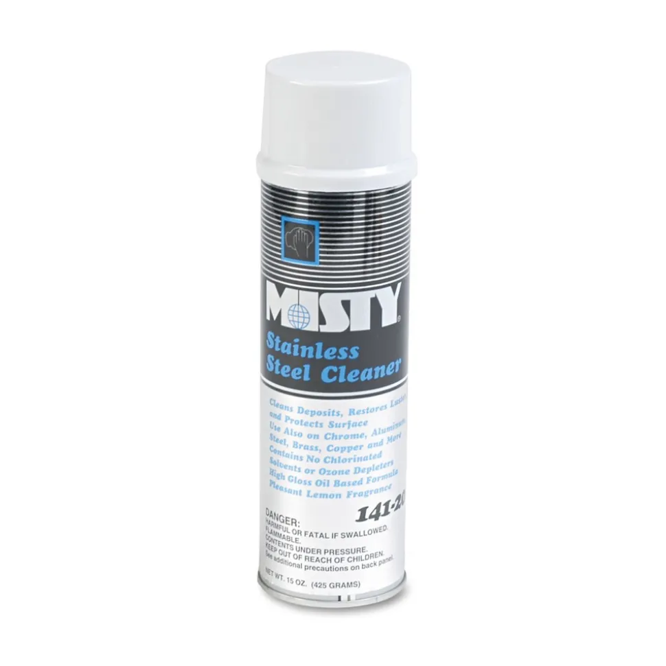 Misty 1001541 15 oz. Aerosol Spray Stainless Steel Cleaner and Polish - Lemon Scent (12/Carton)
