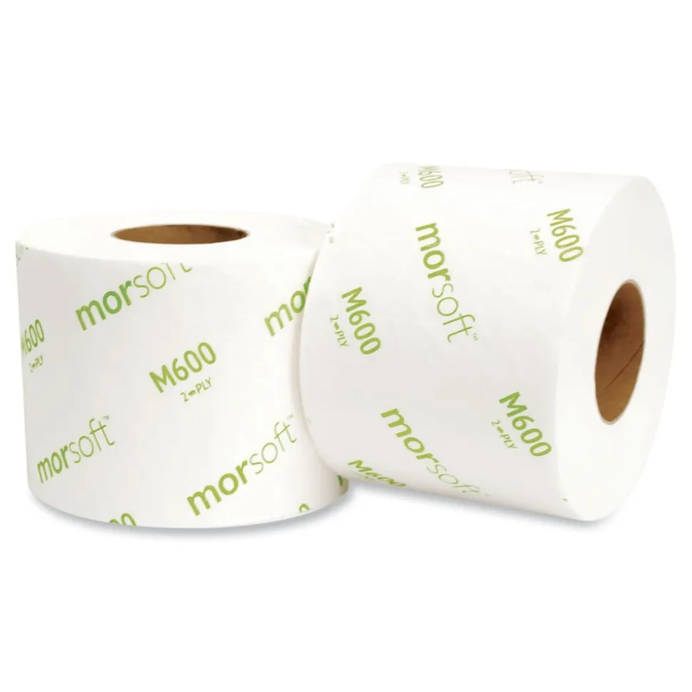 Morcon Paper Morsoft 2-Ply Septic-Safe Controlled Bath Tissue - White (600 Sheets/Roll, 48 Rolls/Carton)
