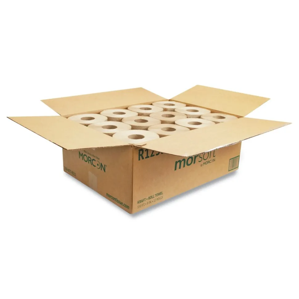 Morcon Paper MORSOFT UNIVERSAL ROLL TOWELS, 8-in X 350 FT, BROWN, 12 ROLLS/CARTON