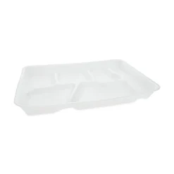 Pactiv Corp. 8.5 in. x 11.5 in. x 1.25 in. 6-Compartment Foam School Trays - White (500/Carton)
