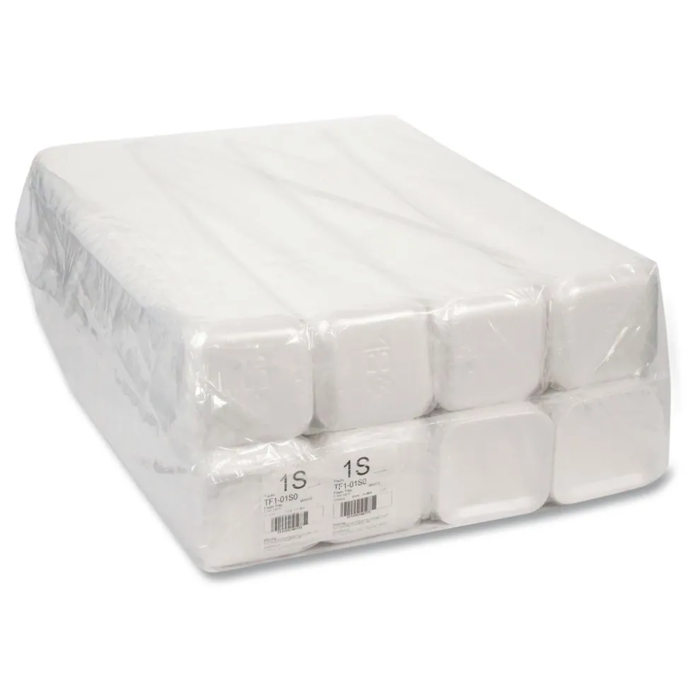 Pactiv Corp. 5.1 in. x 5.1 in. x 0.65 in. #1S Foam Supermarket Tray - White (1000/Carton)
