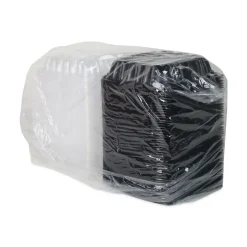Pactiv Corp. DC858100B000 38 oz 8.5 x 8.5 x 3 EarthChoice Vented Dual Color Microwavable Plastic Hinged Lid Container - Black/Clear (150/Carton)
