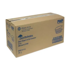 Pactiv Corp. EarthChoice 4.92 in. x 5.87 in. x 1.89 in. 12 oz. Recycled PET Hinged Plastic Container - Clear (200/Carton)