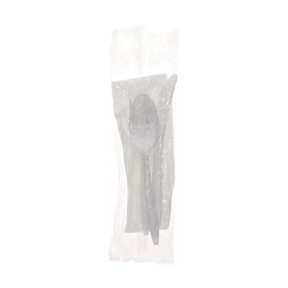 Pactiv Corp. Individually Wrapped Mediumweight Plastic Fieldware Cutlery Fork/Knife/Napkin/Spoon Kit - White (250/Carton)