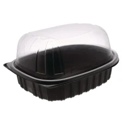 Pactiv Corp. 10.75 in. x 8.5 in. x 4.25 in. ClearView MealMaster Chicken Roaster - Black/Clear (95/Carton)