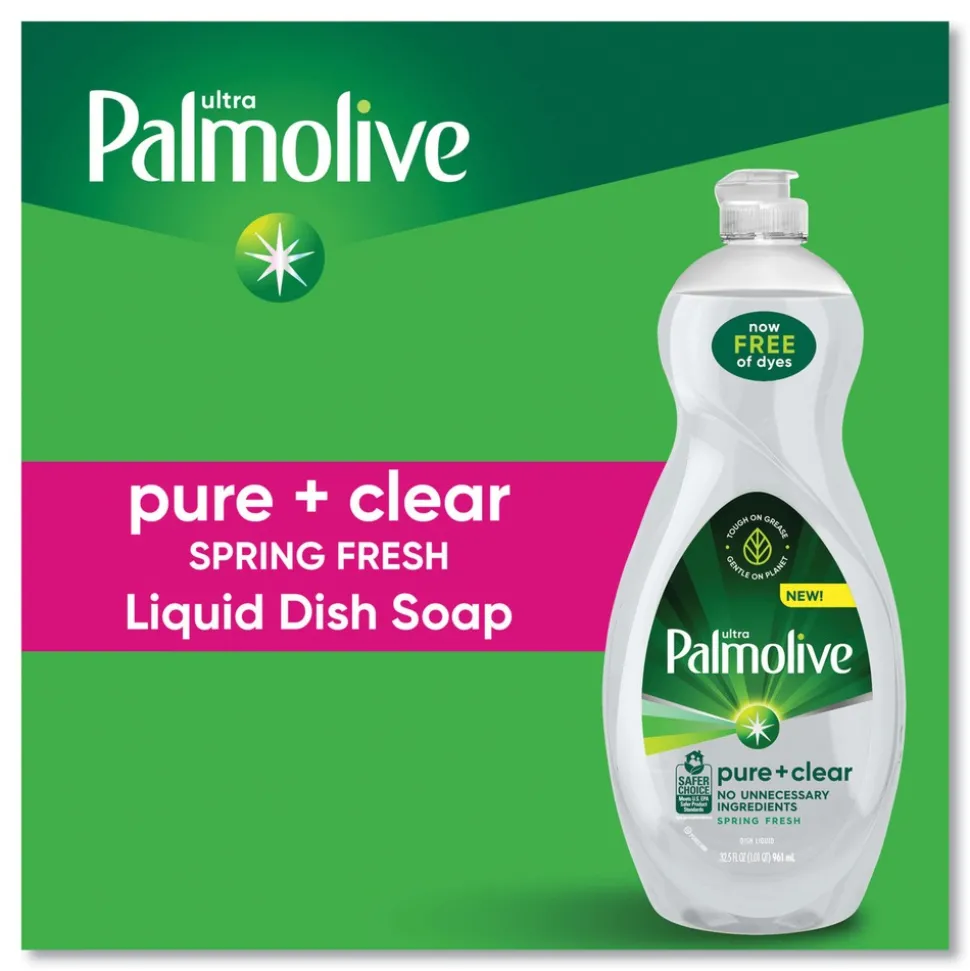 Palmolive 32.5 oz. Bottle Pure plus Clear Dishwashing Liquid - Spring Fresh (9/Carton)