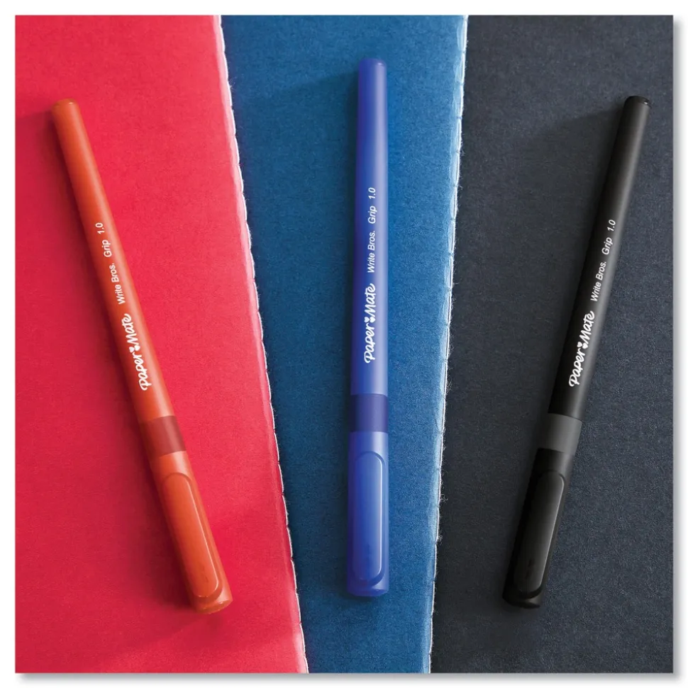 Paper Mate Medium 1 mm Write Bros. Stick Grip Ballpoint Pen - Blue Ink/Barrel (1-Dozen)