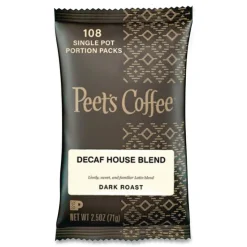 Peet's Coffee & Tea 504913 House Blend 2.5 oz. Frack Pack Decaf Coffee Portion Packs (18/Box)