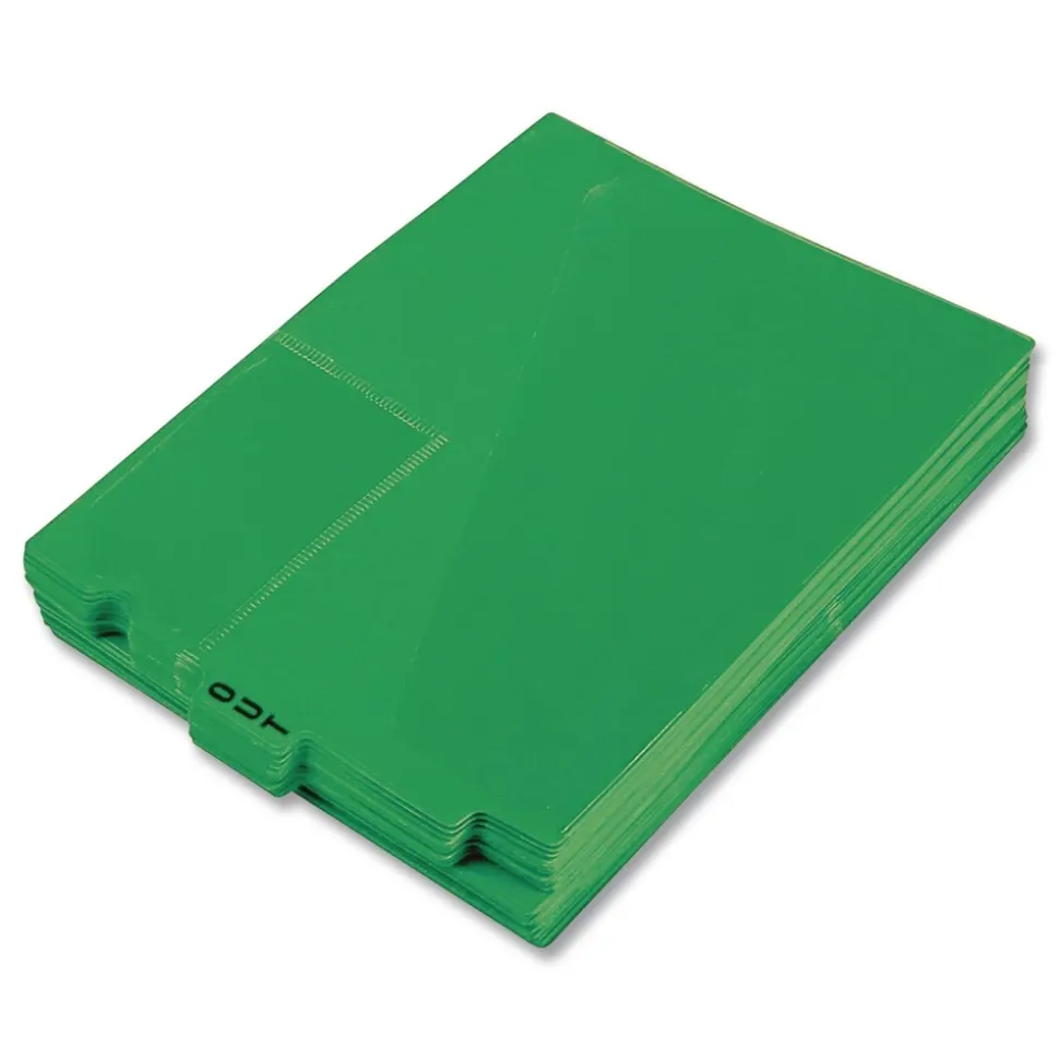 Pendaflex 1/3-Cut Center Position Letter Size Colored Poly End Tab Out Guides - Green (50/Box)
