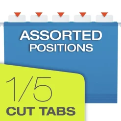 Pendaflex SureHook 3 in. Capacity 1/5-Cut Tabs 1 Section Legal Size Reinforced Extra-Capacity Hanging Box File - Blue (25/Box)