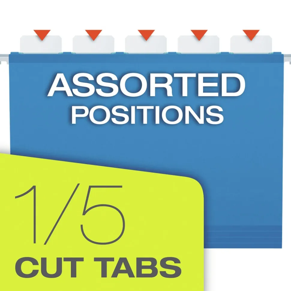 Pendaflex SureHook 3 in. Capacity 1/5-Cut Tabs 1 Section Legal Size Reinforced Extra-Capacity Hanging Box File - Blue (25/Box)