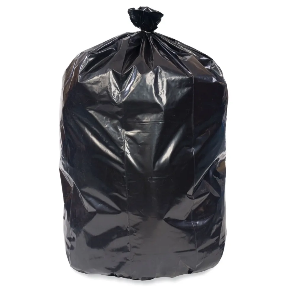 Pitt Plastics Eco Strong Can Liners 60 gal 1.35 mil 38-in x 58-in Black Perforated Roll 100/Carton