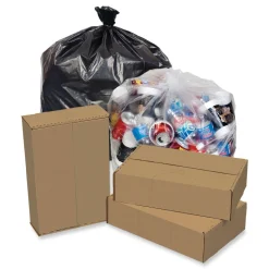 Pitt Plastics Eco Strong Plus 33 in. x 39 in. 1 mil 33 Gallon Can Liners - Black (150/Carton)