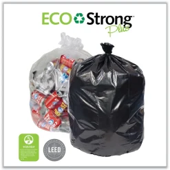 Pitt Plastics Eco Strong Plus 40 in. x 46 in. 14 mic 40 Gallon Can Liners - Natural (250/Carton)