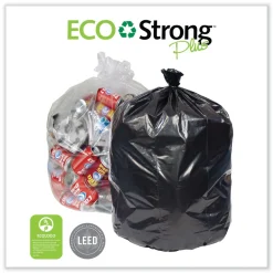 Pitt Plastics 40 Gallon 1.35 mil 40 in. x 46 in. Eco Strong Plus Can Liners - Natural (100/Carton)