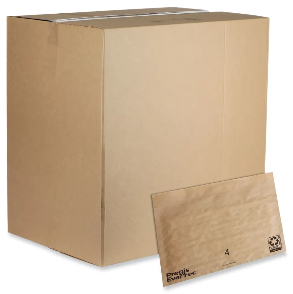 Pregis EverTec 14 in. x 9 in. No. 4 Self-Adhesive Closure Kraft Paper Curbside Recyclable Padded Mailer - Brown (150/Carton)