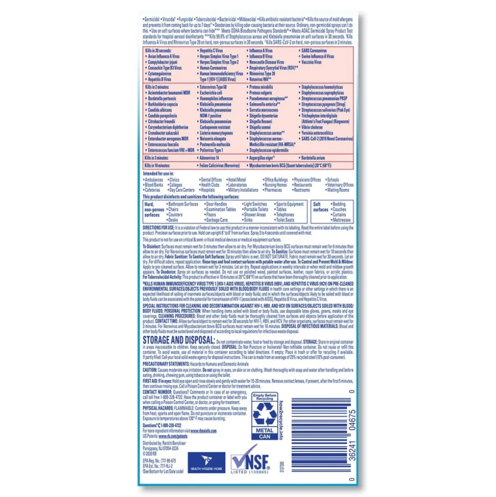 Professional LYSOL Brand 36241-04675 19 oz. Aerosol Spray Disinfectant Spray - Fresh Scent (12/Carton)