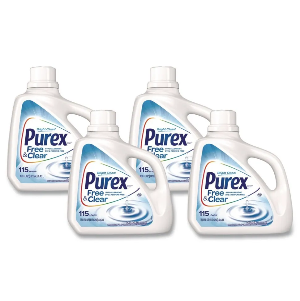 Purex Free and Clear 150 oz. Bottle Liquid HE Laundry Detergent - Unscented (4/Carton)