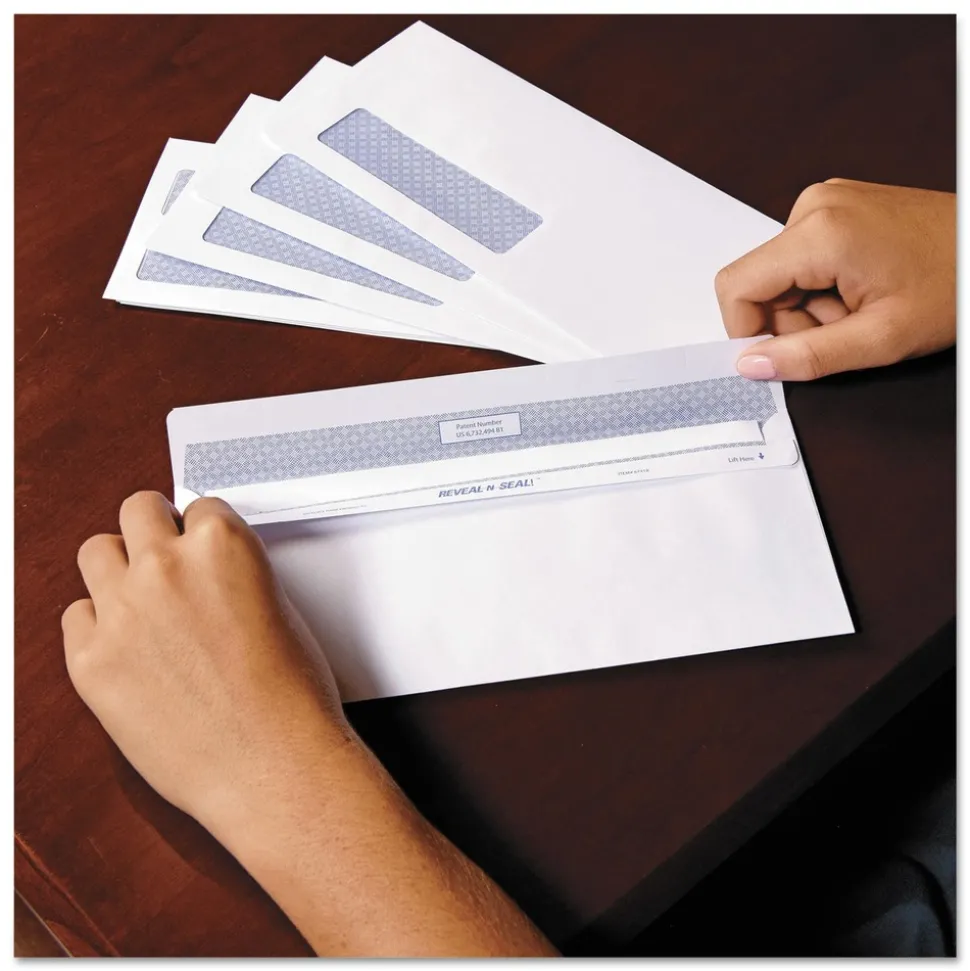 Quality Park 3.88 in. x 8.88 in. #9 Commercial Flap Self-Adhesive Closure Reveal-N-Seal Envelope - White (500/Box)
