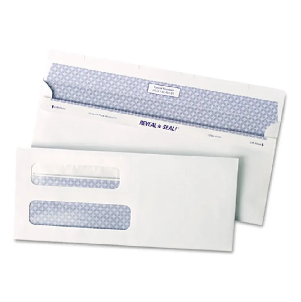 Quality Park 3.63 in. x 8.63 in. #8 5/8 Commercial Flap Self-Adhesive Closure Reveal-N-Seal Envelope - White (500/Box)