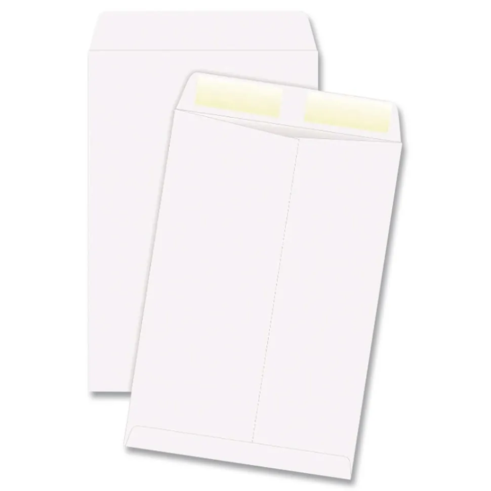 Quality Park 6 in. x 9 in. No. 1 28 lbs. Bond Weight Kraft Square Flap Gummed Closure Catalog Envelope - White (500/Box)