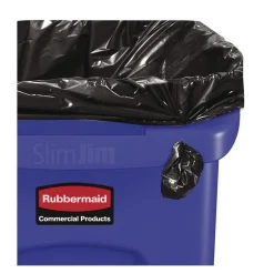 Rubbermaid Commercial 23 Gallon Slim Jim Recycling Plastic Container with Venting Channels - Blue
