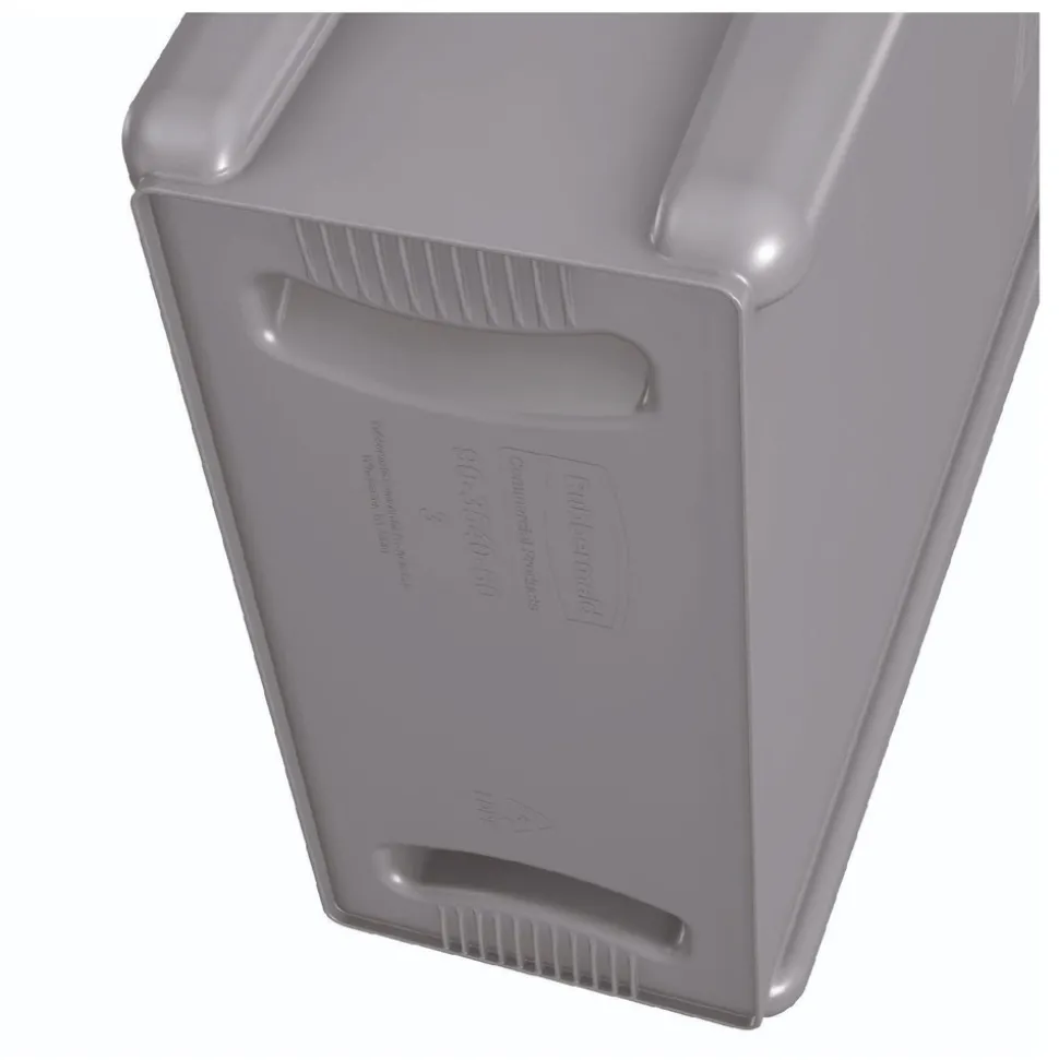 Rubbermaid Commercial 15.875 Gallon Rectangular Plastic Slim Jim Waste Container with handles - Light Gray