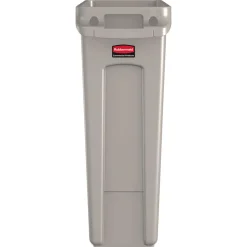 Rubbermaid Commercial 23 Gallon Rectangular Plastic Slim Jim Receptacle with Venting Channels - Beige
