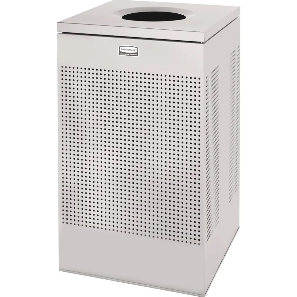 Rubbermaid Commercial 20 Gallon Steel Designer Line Silhouettes Waste Receptacle - Silver Metallic