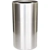 Rubbermaid Commercial 35-Gallon Open Top Round Indoor Receptacle with Liner - Satin Aluminum